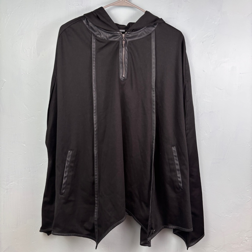 Disney Maleficent Black Hooded Poncho with Faux Leather Trim